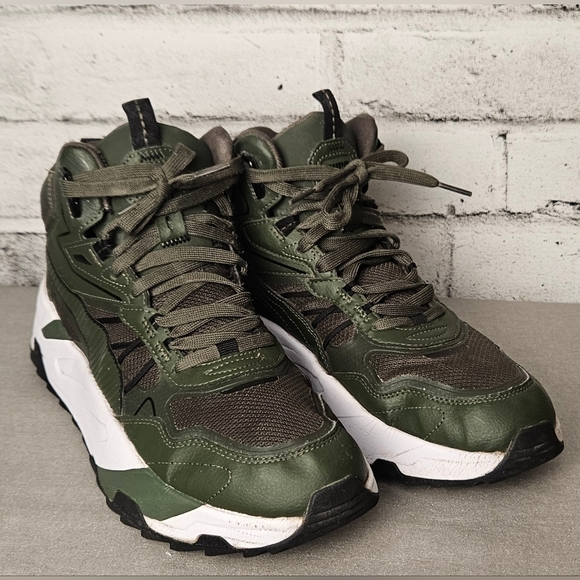 PUMA Mens Trinity Mid Hybrid Lace Up Sneakers Casual - Green - Picture 2 of 12